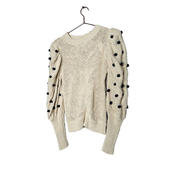 MARIE OLIVER Bridget Knit Bauble Detail Gathered Sleeves 100% Cotton Sweater S - Picture 9 of 14